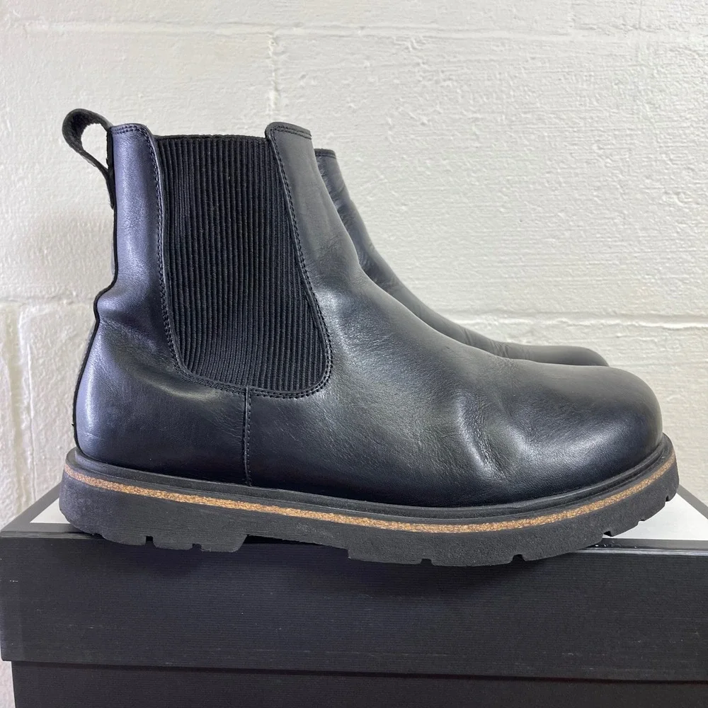 Birkenstock Highwood Chelsea Boot Black Leather Pull On Men's 44 EU/11 Narrow